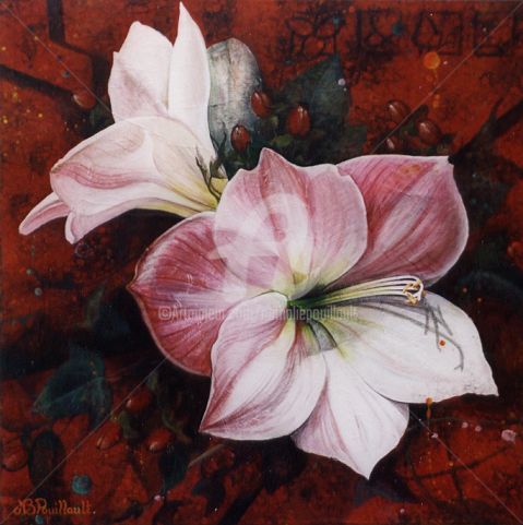 Painting titled "Amaryllis II" by Nathalie Pouillault Boyaval, Original Artwork