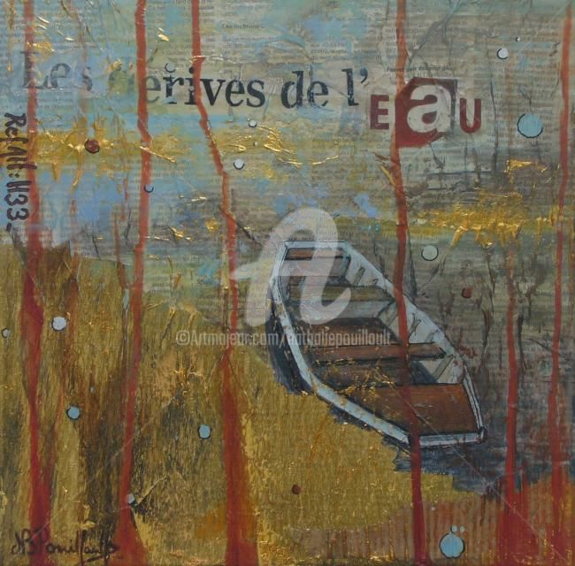 Painting titled "Rives de l'eau" by Nathalie Pouillault Boyaval, Original Artwork