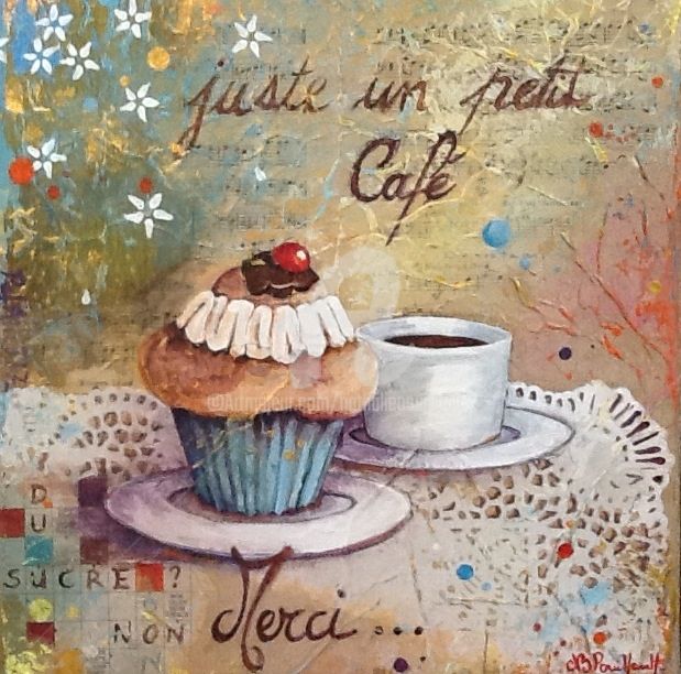 Peinture intitulée "Juste un petit café" par Nathalie Pouillault Boyaval, Œuvre d'art originale