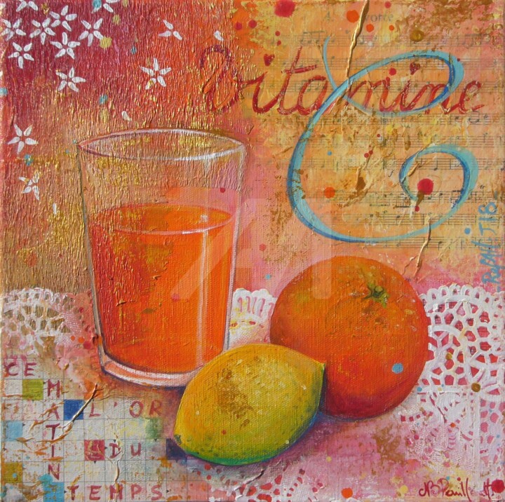 Painting titled "Vitamine C" by Nathalie Pouillault Boyaval, Original Artwork