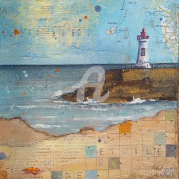Painting titled "etoile de mer" by Nathalie Pouillault Boyaval, Original Artwork, Acrylic