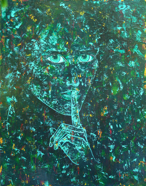 Peinture intitulée "Le secret" par Laly, Œuvre d'art originale, Acrylique