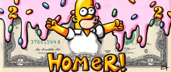"Drip Homer" başlıklı Tablo Nathan Wegner tarafından, Orijinal sanat, Akrilik