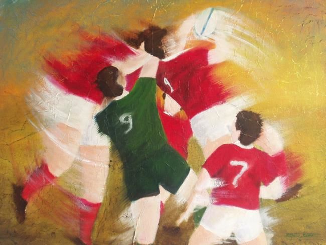 Painting titled "Rugby" by Nathalie Eboto Olivier, Original Artwork