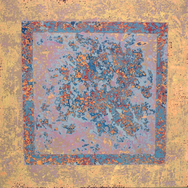 Painting titled "Blue square." by Natlav, Original Artwork, Acrylic