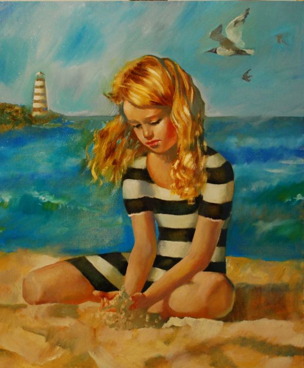 Картина под названием "маяк" - Natalia Bryliova, Подлинное произведение искусства, Масло