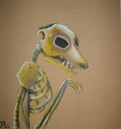 Painting titled "Stella Skeleton" by Chad Schuety, Original Artwork