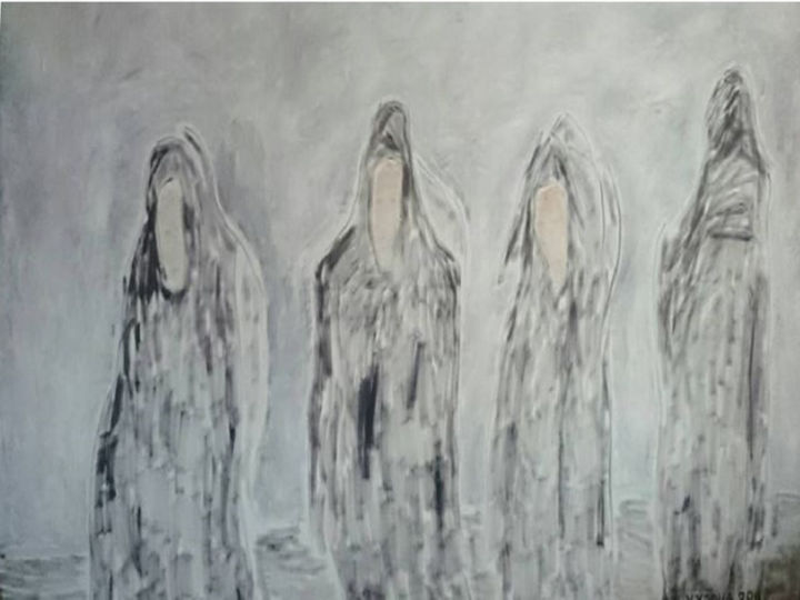Картина под названием "Four sides" - Ričardas Vyšniauskas, Подлинное произведение искусства, Масло