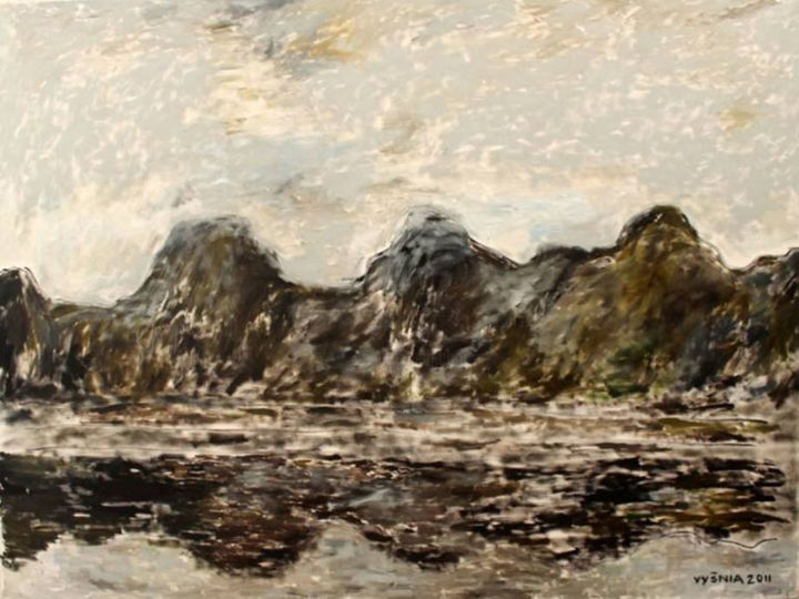 Painting titled "River III" by Ričardas Vyšniauskas, Original Artwork, Oil