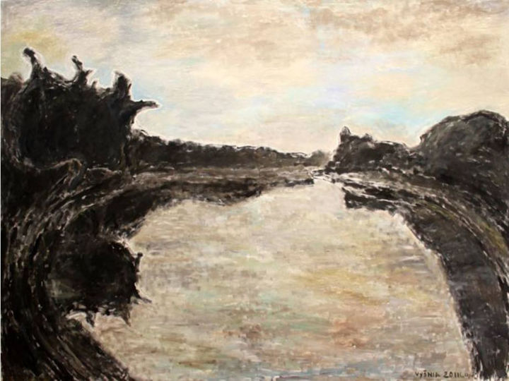 Pintura titulada "River II" por Ričardas Vyšniauskas, Obra de arte original, Oleo