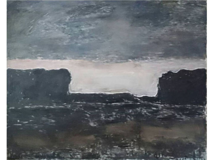 Картина под названием "Dark mountain" - Ričardas Vyšniauskas, Подлинное произведение искусства, Масло