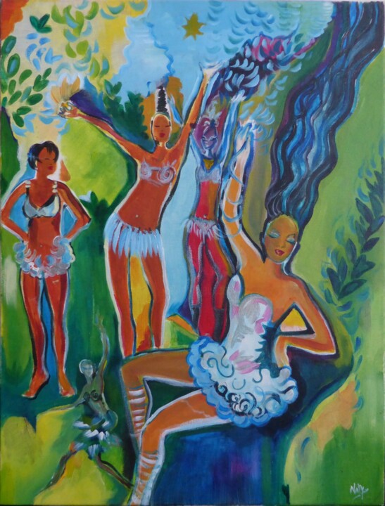 Peinture intitulée "les danseuses" par Natydelhommé, Œuvre d'art originale, Acrylique