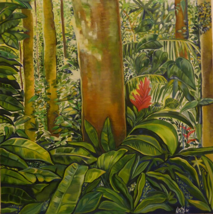 Peinture intitulée "nature-des-antilles…" par Natydelhommé, Œuvre d'art originale, Huile