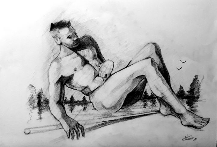 Drawing titled "Study for the Fall…" by Franco Navarro, Original Artwork, Graphite