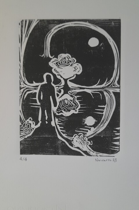 "Prior to Night Para…" başlıklı Baskıresim Franco Navarro tarafından, Orijinal sanat, Linocut