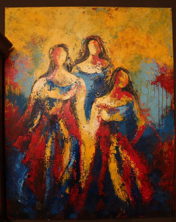 Malerei mit dem Titel "The Sisters" von Nawal, Original-Kunstwerk, Acryl