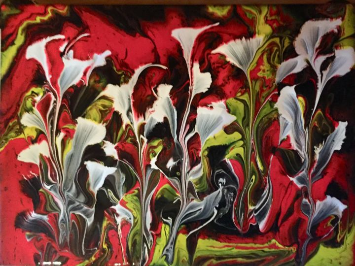 Картина под названием "Fleurs chaotiques" - Anne Rolin, Подлинное произведение искусства, Акрил