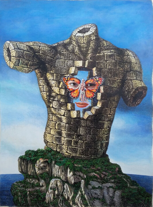 Painting titled "El Naufrago" by Nazabal, Original Artwork, Acrylic