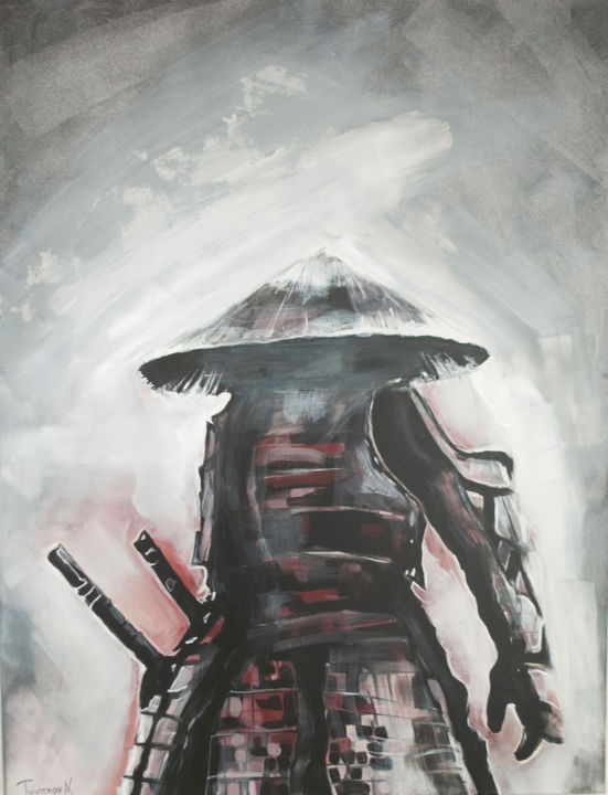Painting titled "Samurai before the…" by Nazar Tuvakov, Original Artwork, Acrylic