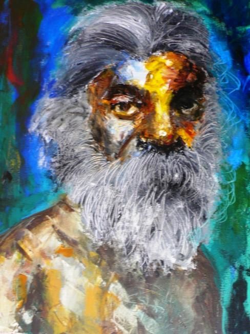 Peinture intitulée "old man" par Narasimhacharya Addanki-Tirumala, Œuvre d'art originale