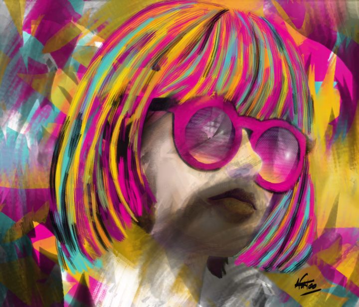 Arts numériques intitulée "Femme multicolore" par Natoo, Œuvre d'art originale, Peinture numérique