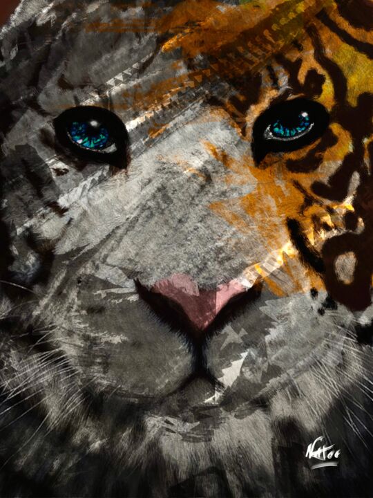 Arte digitale intitolato "Tigri" da Natoo, Opera d'arte originale, Pittura digitale