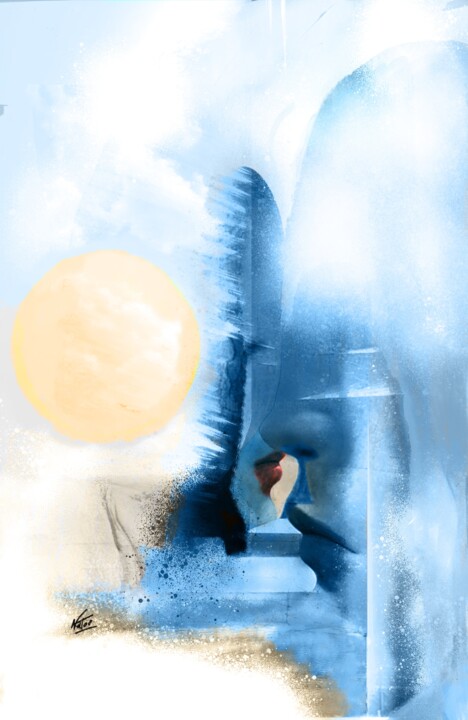 Digital Arts με τίτλο "Dream bleue" από Natoo, Αυθεντικά έργα τέχνης, Ψηφιακή ζωγραφική Τοποθετήθηκε στο Αλουμίνιο