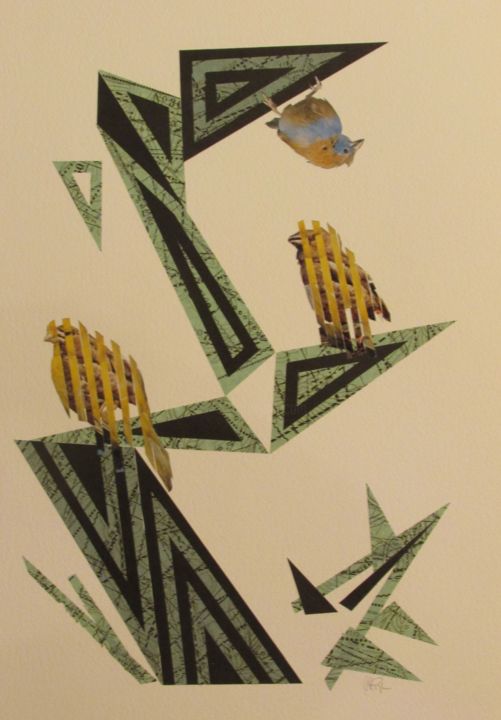 Κολάζ με τίτλο "Uccelli#1" από Nicola Paglia, Αυθεντικά έργα τέχνης