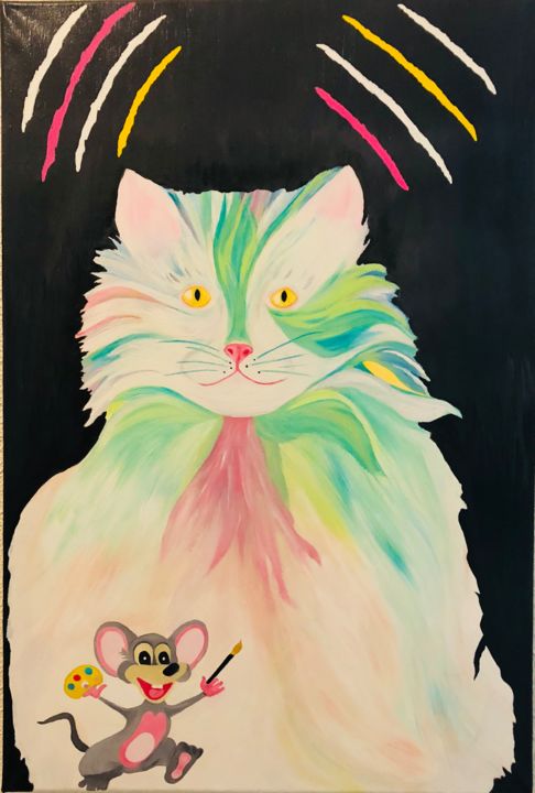 Peinture intitulée "Souris moi" par Clara.C, Œuvre d'art originale, Huile Monté sur Châssis