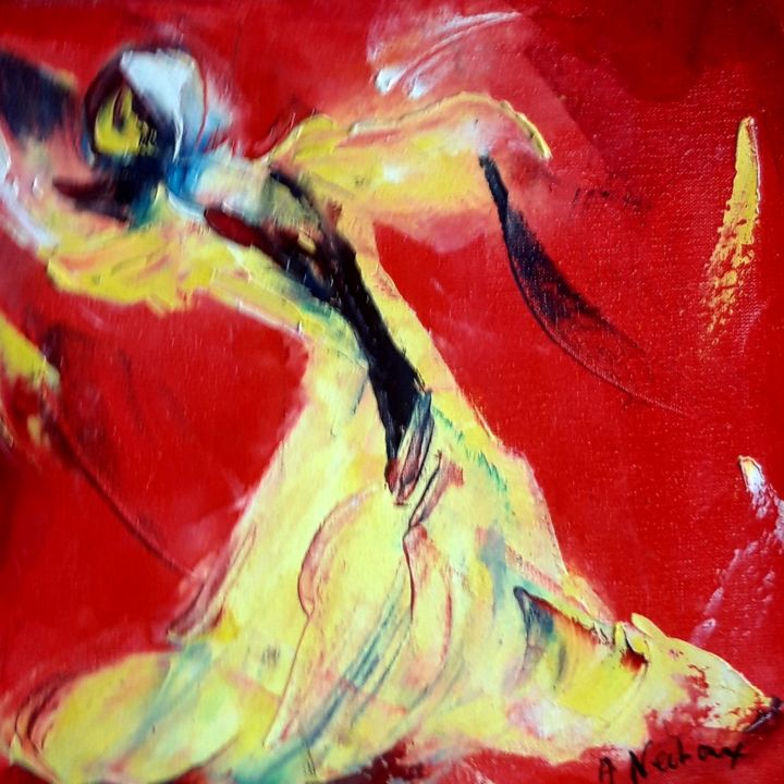 Painting titled "Danse espagnole" by Annie Nectoux, Original Artwork, Oil