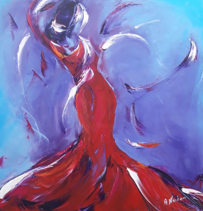Painting titled "Elegance" by Annie Nectoux, Original Artwork, Oil
