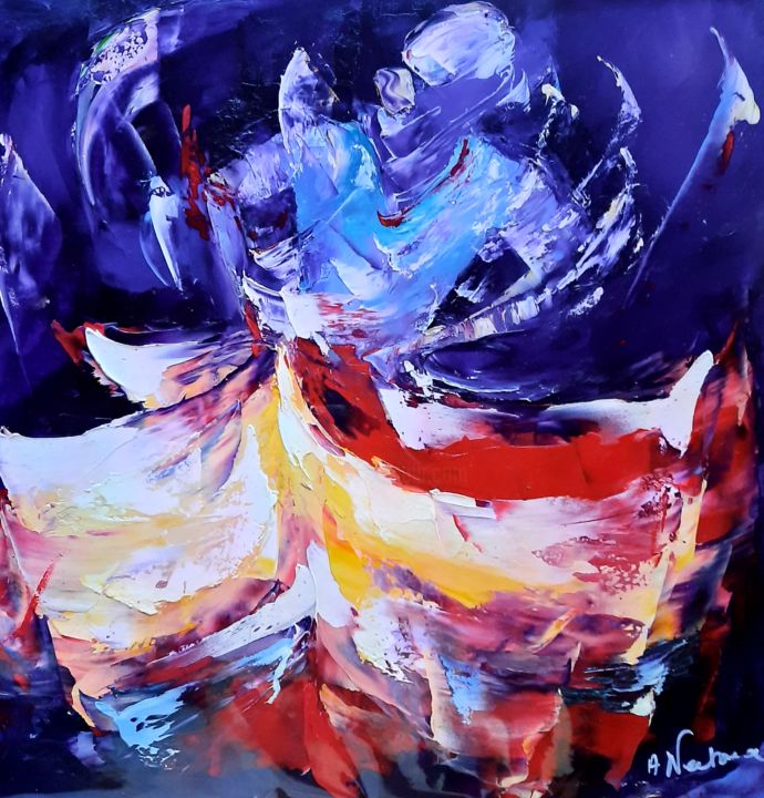 Pintura titulada "Danse colorée" por Annie Nectoux, Obra de arte original, Oleo