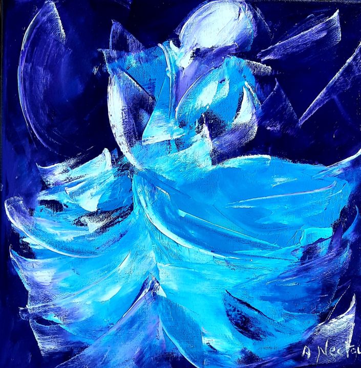 Peinture intitulée "Dame bleue" par Annie Nectoux, Œuvre d'art originale, Huile