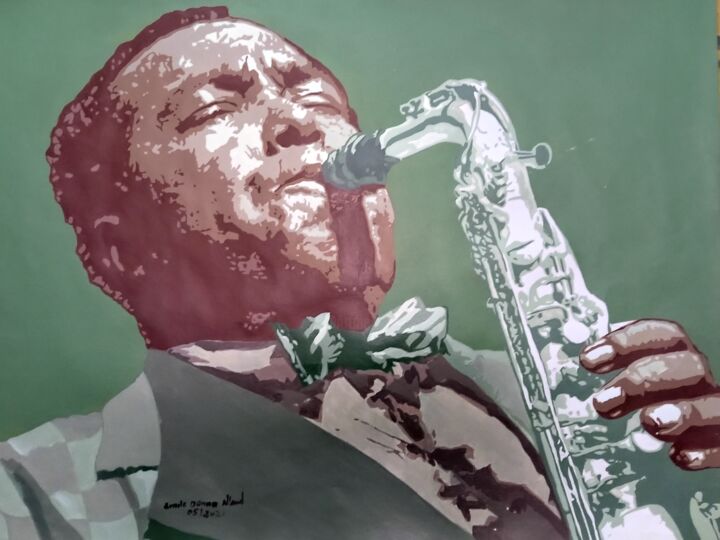 Schilderij getiteld "Charlie Parker" door Ned, Origineel Kunstwerk, Acryl