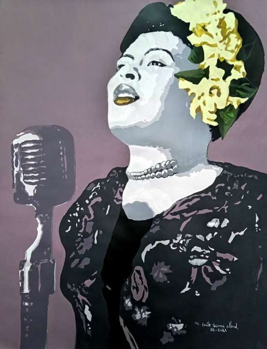 Peinture intitulée "Billy Holiday" par Ned, Œuvre d'art originale, Acrylique