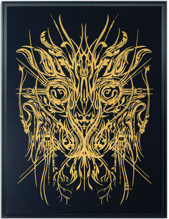 Art textile intitulée "Blason Flavescent" par Ned, Œuvre d'art originale, Broderie Monté sur Autre panneau rigide