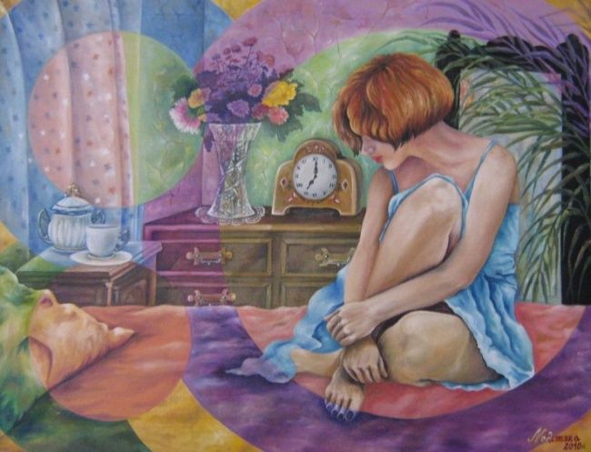 Pintura titulada "The tea time" por Nedimska, Obra de arte original, Oleo