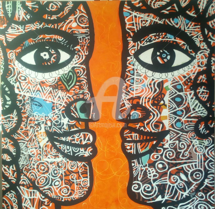 Painting titled "Face" by Nedzad Jandric, Original Artwork, Acrylic