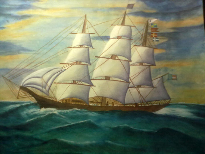 Painting titled "Sailing Smooth" by Mrs Neeraj- India, Original Artwork, Watercolor