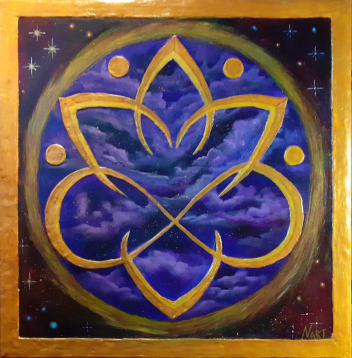 Malerei mit dem Titel "Lotus" von Nefeli Artemisiou (Nefeli Art), Original-Kunstwerk, Acryl