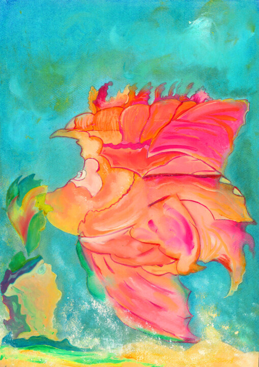 Painting titled "Le poisson corail" by Nefer Jade, Original Artwork, Digital Painting