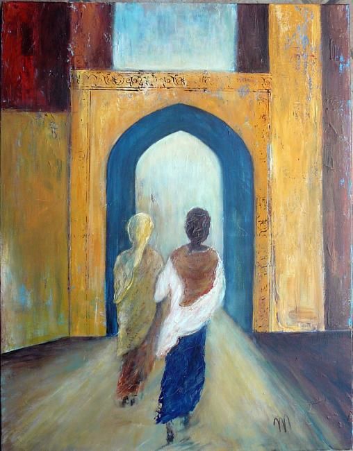 Pittura intitolato "entrée en Inde 2" da Martine Dupieux, Opera d'arte originale