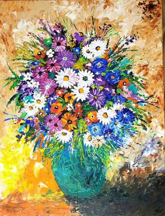 "Bouquet knife paint…" başlıklı Tablo Neha Dubey tarafından, Orijinal sanat, Akrilik Ahşap Sedye çerçevesi üzerine monte edi…