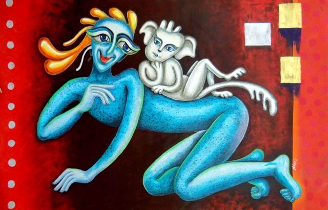 Painting titled "You & Me" by Neha Dadhich, Original Artwork