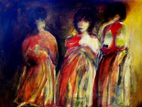 Painting titled "Nossa Meninas" by Neide Reche, Original Artwork, Oil