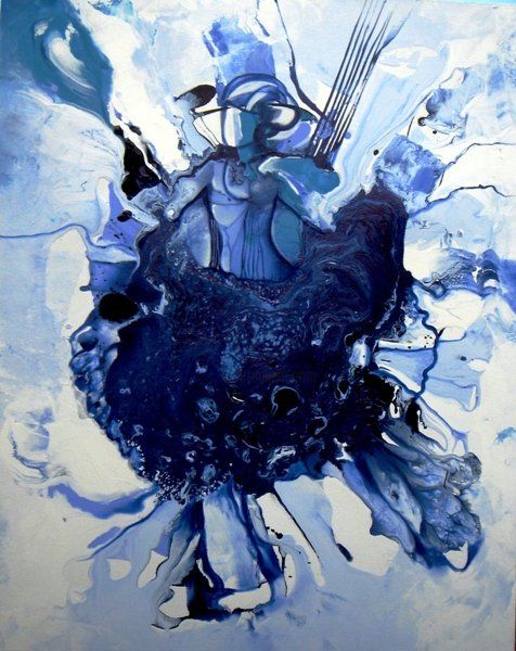 Painting titled "Blue Standard-Beare…" by Neide Reche, Original Artwork, Oil