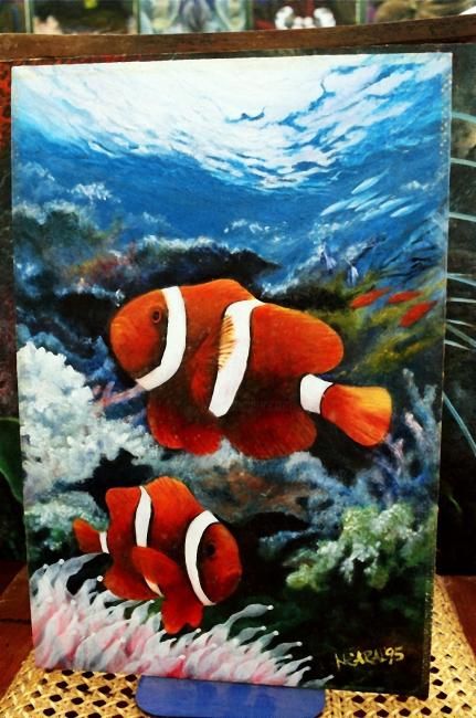 Painting titled ""Clown Couple"" by Neil Caral, Original Artwork, Oil