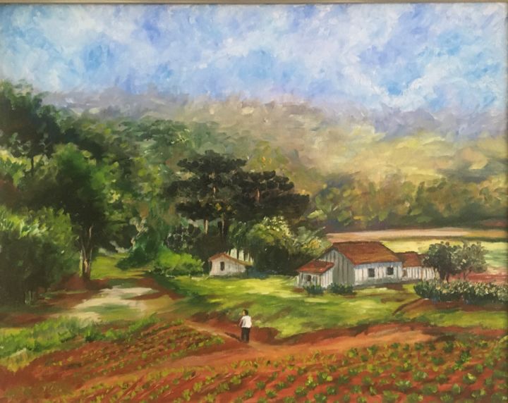 Painting titled "Paisagem rural" by Neiva D Ávila, Original Artwork, Oil