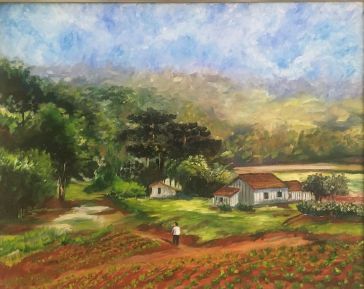 Peinture intitulée "Paisagem rural" par Neiva D Ávila, Œuvre d'art originale, Huile