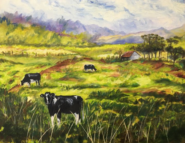 Painting titled "Paisagem Paranaense" by Neiva D Ávila, Original Artwork, Oil